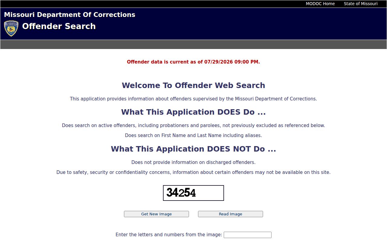 Cooper County arrest history and the Missouri Department of Corrections offender search