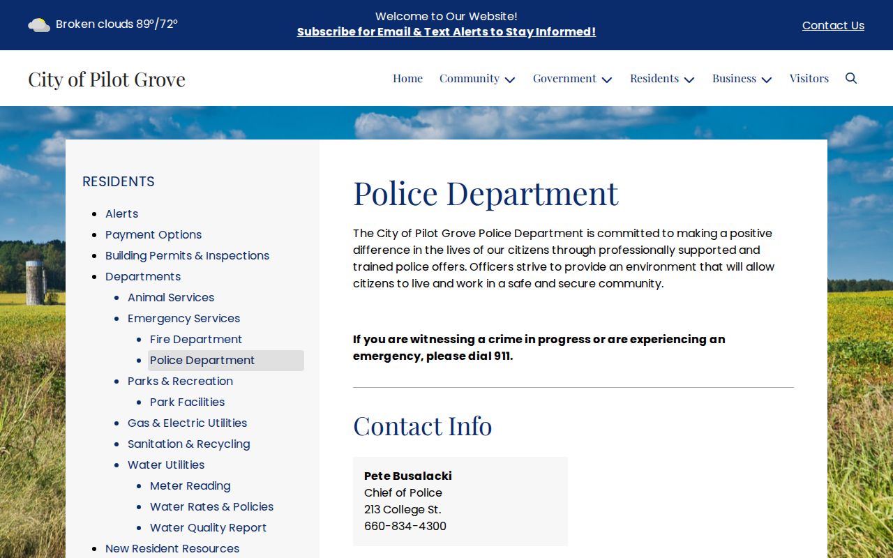 Pilot Grove criminal history and police department records source